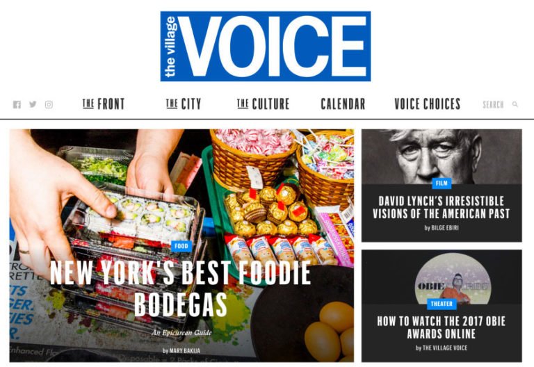 Screenshot of the new Village Voice website