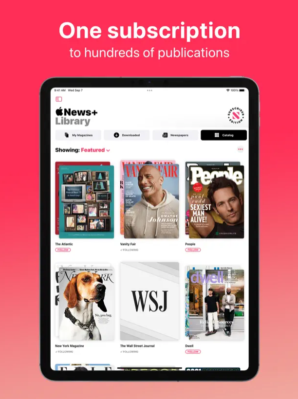 apple news subscription ipad screenshot
